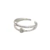 Anillo de Cola de Corazón de Doble Capa de Estilo Europeo y Americano de Moda para Mujer, Anillo Minimalista de Moda con Personalidad en Capas de Zirconia con Forma de Corazón