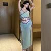 Oushilin sexy lingerie cheongsam vestido dividido puro sexy terno cabresto nightdress 4098