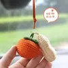 Cosas Buenas Suceden Colgantes para Coche Crochet Hecho a Mano Caqui Cacahuete Adornos Colgantes para Espejo Interior de Coche Colección de Accesorios de Decoración para Coche