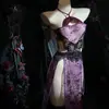 Roupa Íntima Erótica Zui Xiaolou, Cheongsam Sexy Sem Costas Estilo Chinês, Camisola Transparente Renda Atacada Desejo Puro, Tentação Roxa de Luxo Leve para Mulheres