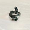 Anillo europeo y americano de comercio exterior largo retro exagerado genial para hombre con patrón de serpiente estilo punk anillo animal con forma de serpiente de 4 piezas