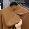 Camisa de Tencel con Lana, Cremallera, Cuello Semi-Alto, Nuevo Estilo Otoño/Invierno, Tejida, Capa Base de Cuello Semi-Alto, 2026, Versátil, Tendencia