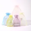 Nuevas Bolsas de Organza de Colores para Empaque de Joyería, Bolsas Personalizadas con Cordón, Bolsas de Regalo de Organza para Recuerdos