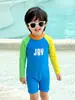 Traje de baño de una pieza para niños Estilo Verano Manga Larga Fresco Protección Solar Ropa de Baño para Playa Secado Rápido Conjunto Nuevo Modelo de Moda
