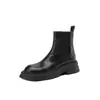 Botas Chelsea femininas de pele de ovelha com padrão antiderrapante estilo britânico Botas Martin tornozeleiras de sola grossa pequenas botas de tornozelo vintage tipo cigarro