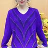 Moda Outono 2024 Nova Blusa de Moletom Elegante com Gola Redonda, Manga Longa, com Hot Fix, Solta, Rejuvenescedora, para Mulheres de Meia-idade e Idosas