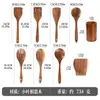 Carne Carpintero Transfronterizo Espátula de Madera de Acacia de Hoja Pequeña Espátula para Olla para Cocinar Cuchara para Sopa Espátula de Madera Teca Juego de Utensilios de Cocina de Madera