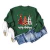 Amazon Transfronterizo Europeo y Americano Feliz Navidad Árbol de Navidad Cuello Redondo Letra Navidad Sudadera de Manga Larga para Mujer