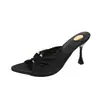 Sandalias de Tacón Alto sin Cierre Estilo Elegante Maduro para Mujer, Nuevo Modelo Verano 2026, Punta Fina, Tacón Delgado, Destalonadas, Sandalias Sexy