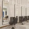 Espelho de Salão de Cabeleireiro Moderno, Espelho Simples de Luxo Leve, Espelho de Corpo Inteiro, Design Simples com Luzes LED, Espelho Inteligente para Cabeleireiro