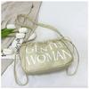 Bolsa de Ombro de Lona Estilo Coreano para Mulheres, Bolsa de Axila Formato Dumpling, Bolsa com Cordão Estampado, Bolsa Transversal Casual para o Dia a Dia para Mulheres