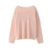 Suéter de Tricô Bordado com Crochê Outono/Inverno Ombro Único 100% Lã Mercerizada para Mulheres Solto Macio Fofo Estilo Preguiçoso Camada Base