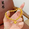 Tienda de Oro Mismo Estilo Pulsera de Calabaza Chapada en Oro Pixiu Trébol de Cuatro Hojas de la Suerte para Mujer, Pulsera de Lujo Ligero de Moda, Regalo para Novia