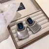 Pendientes Cuadrados Geométricos Simples de Metal Espejado Exagerados Pendientes para Mujer Retro Diamante Cristal Pendientes de Exhibición