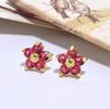 Pendientes de aro hueco de bola lisa de moda europea y americana para mujer, joyería de cobre con incrustaciones de circonita de colores, pendientes dorados curvados de girasol