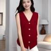 Chaleco Tejido de Color Sólido con Cuello Diseñado Estilo Chica Caliente Nuevo de Verano Versátil Adelgazante