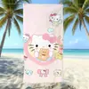 Toalha de Praia de Microfibra Estampada com Desenho da Hello Kitty, Absorvente e de Secagem Rápida, Toalha de Banho Hello Kitty para Crianças