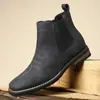 Botas Chelsea de Piel Sintética para Hombre hasta Media Pantorrilla Otoño e Invierno Botas de Cuero de Moda para Hombre Estilo Británico Casual Botas Versátiles