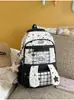 Mochila con Estampado de Duraznos de Alto Atractivo Estético, Diseño Estilo Universitario para Estudiantes de Secundaria y Preparatoria, Mochila Multicompartimento Color-Blocking