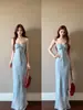 Ropa de Playa: Vestido de tirantes con lunares y lazada azul para mujer, Hermoso estilo vacacional, Ceñido a la cintura, Minivestido que abraza las caderas
