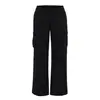 Pantalones cargo de encaje de tiro bajo de moda para mujer, nueva moda de otoño, corte ajustado, con bolsillos tridimensionales, pantalones rectos casuales versátiles