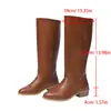 Botas Longas Simples Vintage 2025 Comércio Exterior Outono e Inverno Novo Estilo Europeu e Americano Bico Quadrado Salto Médio Grosso Botas Longas para Mulheres Transfronteiriço