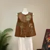 Nuevo chaleco tipo capa holgado elegante de color liso con bordado francés estilo chino 2026, nuevo chaleco versátil de cuello redondo para mujer