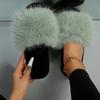 Chinelo de Pelúcia Imitação de Pele de Raposa Transfronteiriço da Amazon para Mulheres Outono e Inverno Novos Chinelos de Pelúcia Chinelos Antiderrapantes para Mulheres