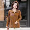 Camisa Básica de Otoño con Mangas Largas y Cuello Solapa para Madres (Más de 50) 2026 Nueva Camiseta Estampada Elegante para Mujeres de Mediana Edad y Mayores