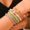 Pulsera Europea y Americana Popular Transfronteriza de Verano para la Playa Acero Inoxidable Colorida Árbol de Coco Tortuga Arcilla Suave Trenzada Juego de Pulseras