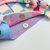 Bolsa de Tejido de Punto de Color Contrastante para Coche, Bolso Tejido con Colgante de Oso, Estilo Ins, Bolsa de Almacenamiento para Escritorio