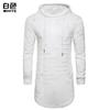 Comércio exterior Primavera e Outono novo moda casual masculina personalidade rasgada cor sólida versátil comprimento médio com capuz esportivo manga longa camiseta T02