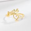 Anillo de moda con forma de corazón, joyería transfronteriza europea y americana, diseño de letra de amor para mujer, personalidad sinuosa, joyería de mano de amor de lujo ligera