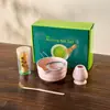 Traje de matcha estilo japonés juego de 8 piezas rosa cuenco de matcha transfronterizo con boca cuenco de matcha de alto valor con boca para mujer