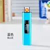 Pantalla LED a color, de doble cara, encendedor de carga inalámbrica con filamento de tungsteno engrosado, compacto y ligero, encendedor para exteriores a prueba de viento
