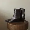 Botines elásticos ajustados de moda estilo británico de 5 cm, nuevo modelo otoño e invierno 2026, punta cuadrada, tacón de cuña, cremallera trasera, botines cortos sin cordones