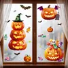 Decoraciones de Halloween: telaraña, pegatinas electrostáticas de fantasmas, arreglo de escena para ventana de centro comercial, calabaza, murciélago, pegatinas de cristal