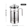 Exportação por atacado bule de prensa de aço inoxidável espessado filtro pressão bolha bule cafeteira de vidro resistente a altas temperaturas