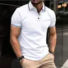 Polo Masculino Casual Versátil Simples de Botão com Estampa 3D - Venda Quente de Verão Europeu e Americano