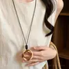 Nuevo Collar de Pluma Larga Zen Antiguo Estilo Chino para Mujer Vintage Estilo Étnico Distintivo Cadena de Lana Versátil Cadena para Clavícula Moderno