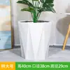 Maceta de cerámica de gran diámetro y alta apariencia con platillo, diseño blanco simple, adecuada para sala de estar, engrosada para plantas verdes