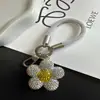 Nuevo Estilo Anillo de Dedo de Malla con Pedrería Lanyard para Teléfono Llavero de Flor Completa con Pedrería Creativo Colgante Accesorio para Bolso de Teléfono