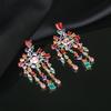 Ou Tina 2022 Nuevos Aretes Coloridos Largos de Gotas de Agua Zircón Micro-incrustado Aretes de Lujo Ligero para Mujer Pin de Plata 925 Aretes para Mujer
