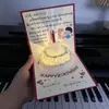 Tarjeta de felicitación de cumpleaños tridimensional creativa DIY de alto nivel tallado en papel hecho a mano regalo bendición música fuegos artificiales luminosos tarjeta