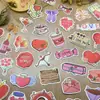 50 calcomanías de carta para el Día de San Valentín con diseño de corazón rosa, adecuadas para equipaje, motocicletas, carritos y cuadernos, impermeables