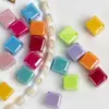 Ding Yi Leng Yue Cor Colorida Quadrado Galvanizado Acrílico Contas com Furo Contas DIY Corrente de Celular Acessórios de Joia
