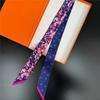 Outono Novo Casual Letras Feminino Versátil Decorativo Bolsa de Laço Lenço de Seda Fino Estreito Faixa de Cabelo Fita Pequena Lenço de Seda Transfronteiriço