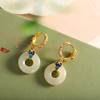 Pendientes de plata con personalidad, de moda nacional, de plata S925, chapados en oro, con nubes auspiciosas y jade hetiano azul ardiente, pendientes con temperamento que combinan con todo.