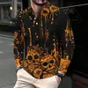 Halloween 2026 Comércio Exterior Novo Estilo Masculino Tendência Personalidade Gola Lapela Manga Longa Camisa POLO Festa de Festival Top de Personalidade