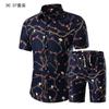 2021 comercio exterior nuevo traje verano AliExpress pareja camisa de playa manga corta estampado talla grande conjunto de dos piezas Venta al por mayor
